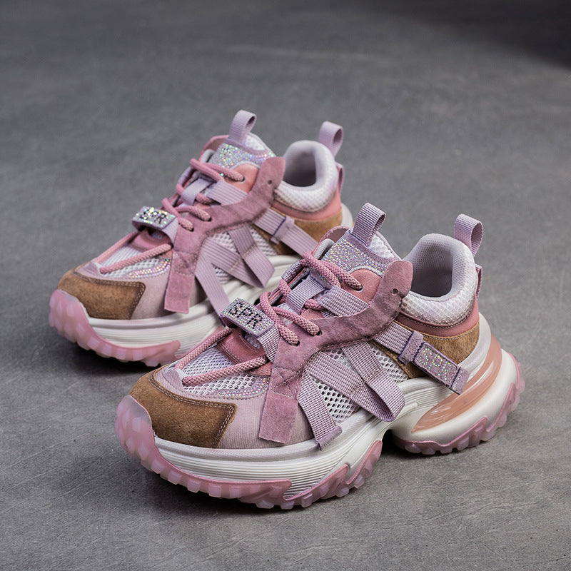 Women's Matching Light Diamond Breathable Mesh Dad Niche Style Affordable Casual Shoes