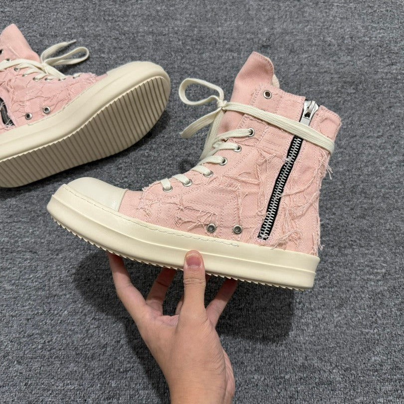 Women's & Men's Goods Pink Tassel Thick Sole Increased Damage Wind Stylish Couple Men's Canvas Shoes
