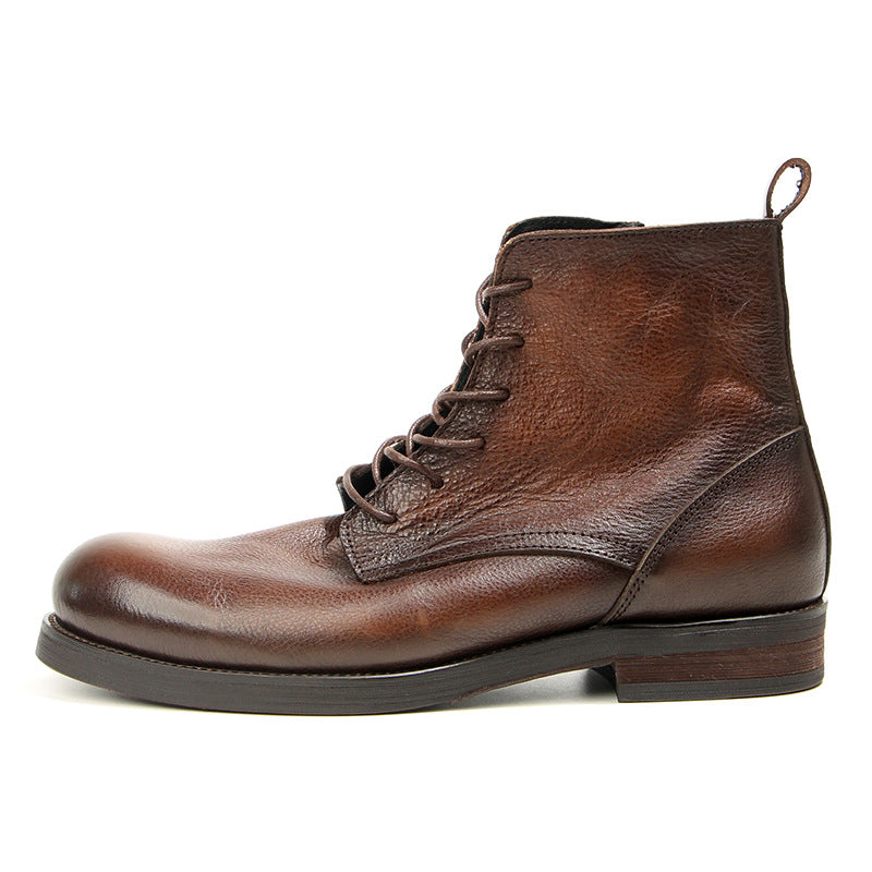 Men's Retro Handmade Distressed First Layer Cowhide Boots