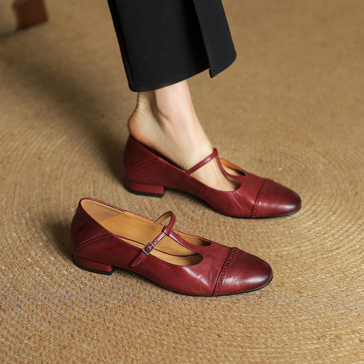Women's French Retro Arc Belt Chunky Mary Jane College Women's Fashion Shoes