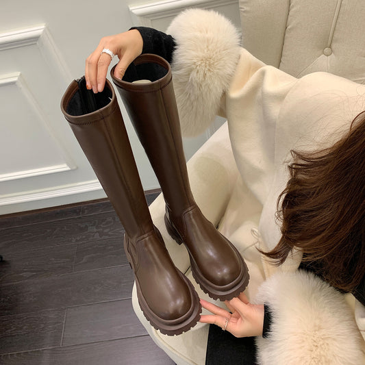 Flat Mouth High Leg Thick Bottom Large Boots