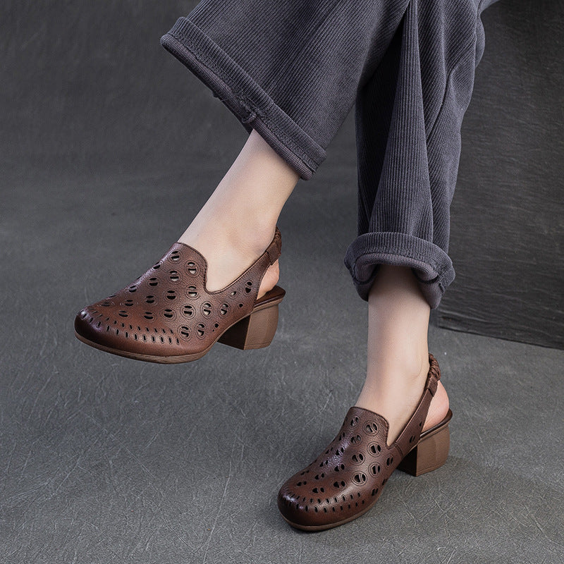 Women's Summer Closed Toe Breathable Small Retro Classic Fashion High Heeled Sandals