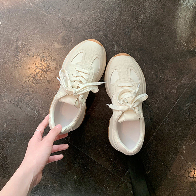 Women's Breathable Round Toe Stitching Feeling Thick Bottom Sneakers