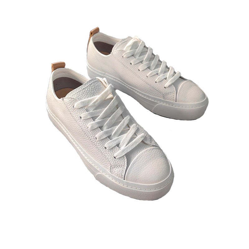 Women's Autumn Simple Retro First Layer Cowhide Round Head Leisure Flat Women's Shoes