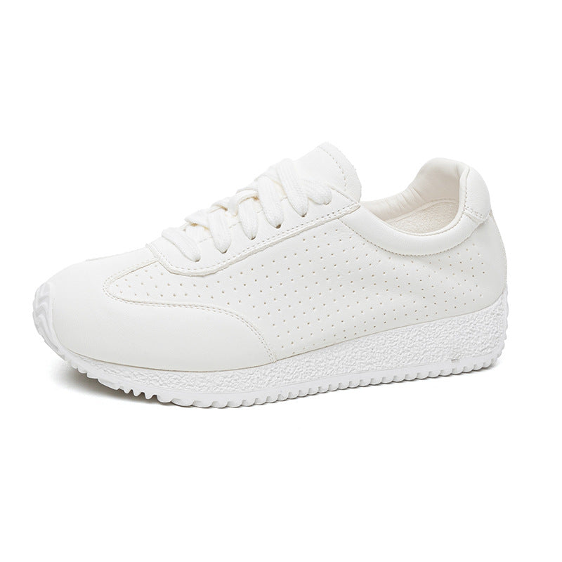Women's First Layer Cowhide Breathable White For Summer Thick Bottom Women's Casual Shoes