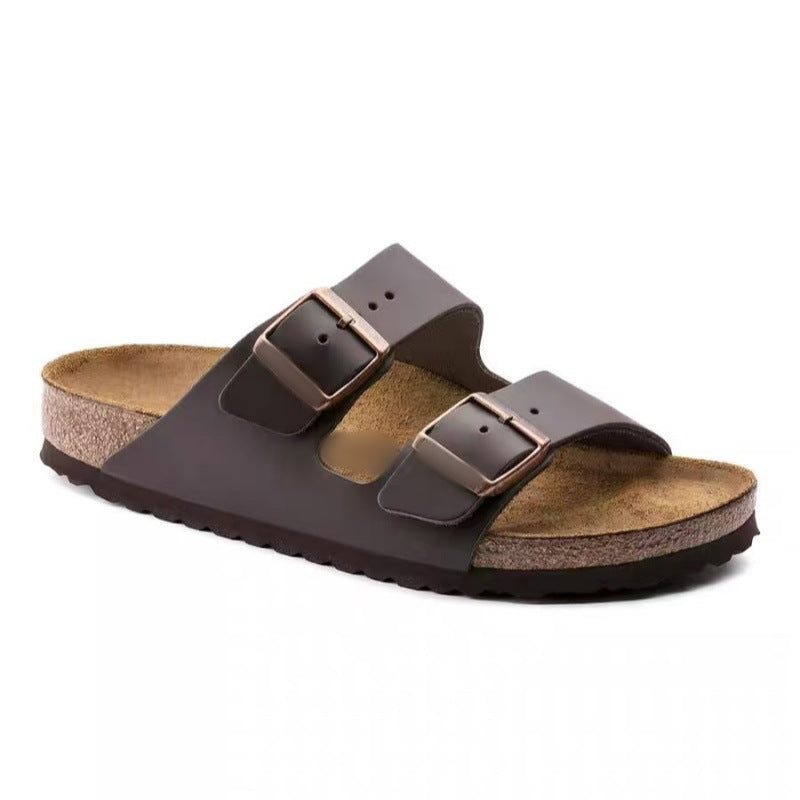 Women's & Men's Cowhide Suede Soft Bottom Double Breasted Pure Source High Version Platform Sandals
