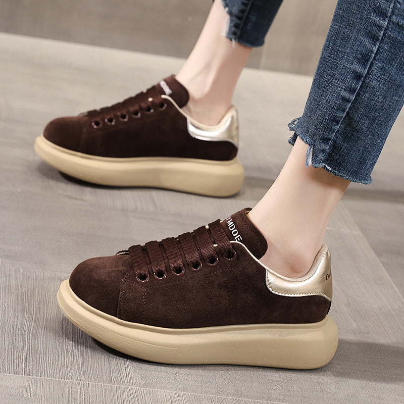 Women's Mcqueen White Flat Elevator Wild Sports Casual Shoes
