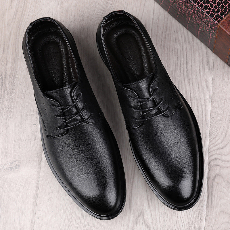 Men's First Layer Cowhide Formal Four Simple Men's Business Leather Shoes