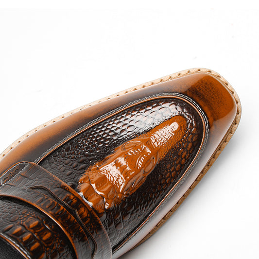 Men's Formal Three-dimensional Faucet Embossed Ethnic Style Leather Shoes