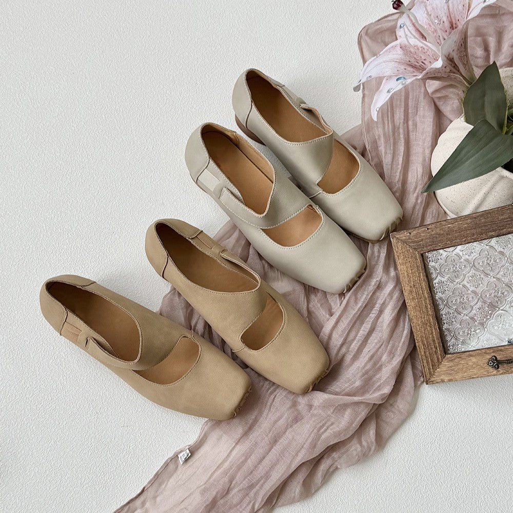 Women's Square Toe Retro Style Brushed Pumps Women's Fashion Shoes