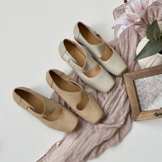 Women's Square Toe Retro Style Brushed Pumps Women's Fashion Shoes