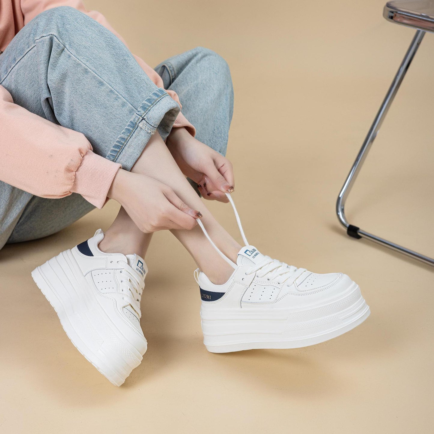 Women's Increased Platform White Genuine Board Early Women's Casual Shoes