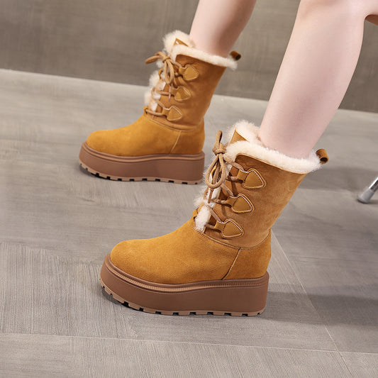 Increasing Insole Thick Bottom Fleece-lined Warm Snow Boots