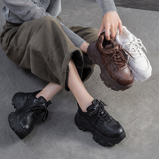 Women's Shu Versatile Solid Color Sports Dad Raise The Bottom Women's Casual Shoes