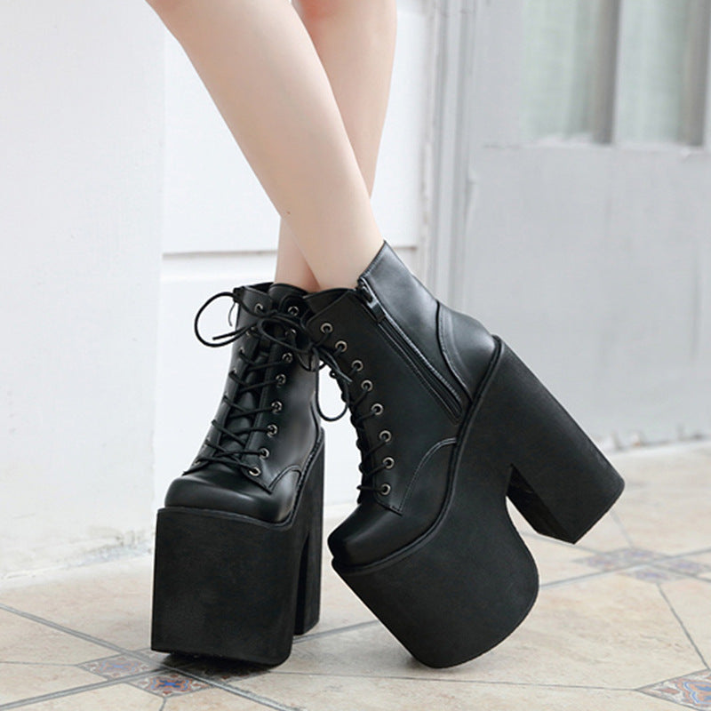 Women's Chunky Ankle Fashion Stage Show Plus Size Wedge Boots