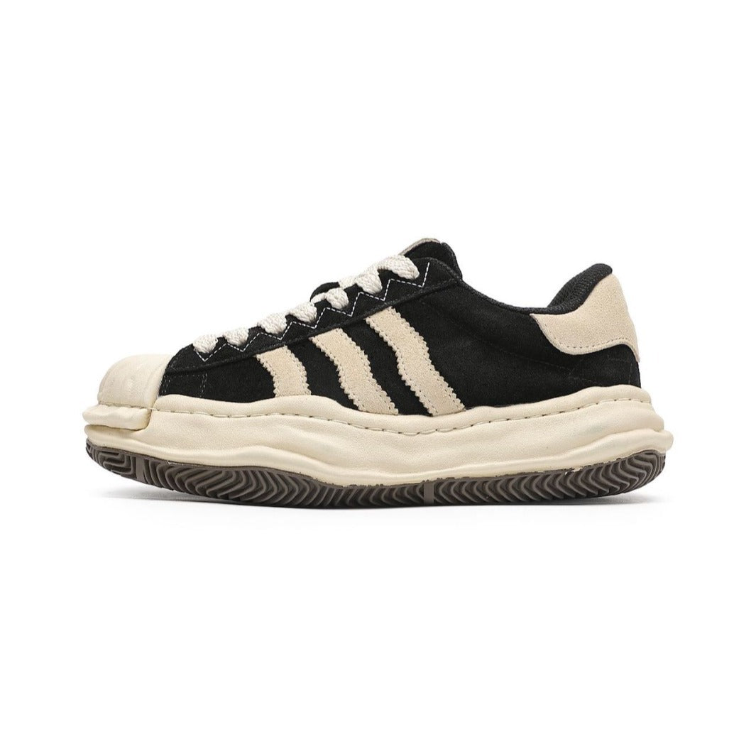 Toe Dissoed Niche Patchwork Retro Zebra Color Sneakers