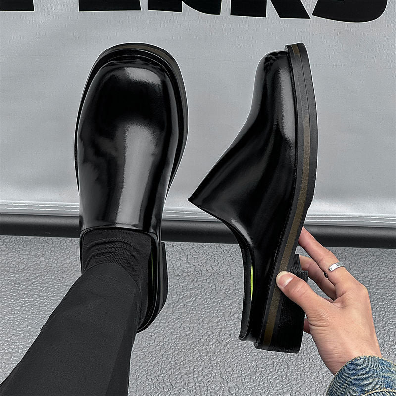 Women's & Men's Style Derby Platform Height Increasing Square Men's Casual Leather Shoes