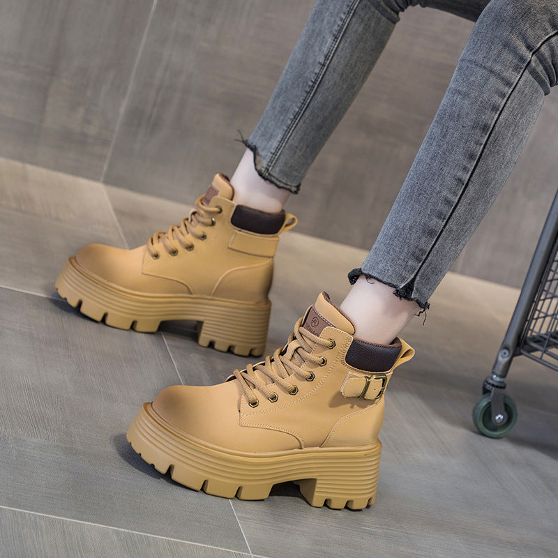 Women's Retro Motorcycle Short Tube Worker British Women's Casual Shoes