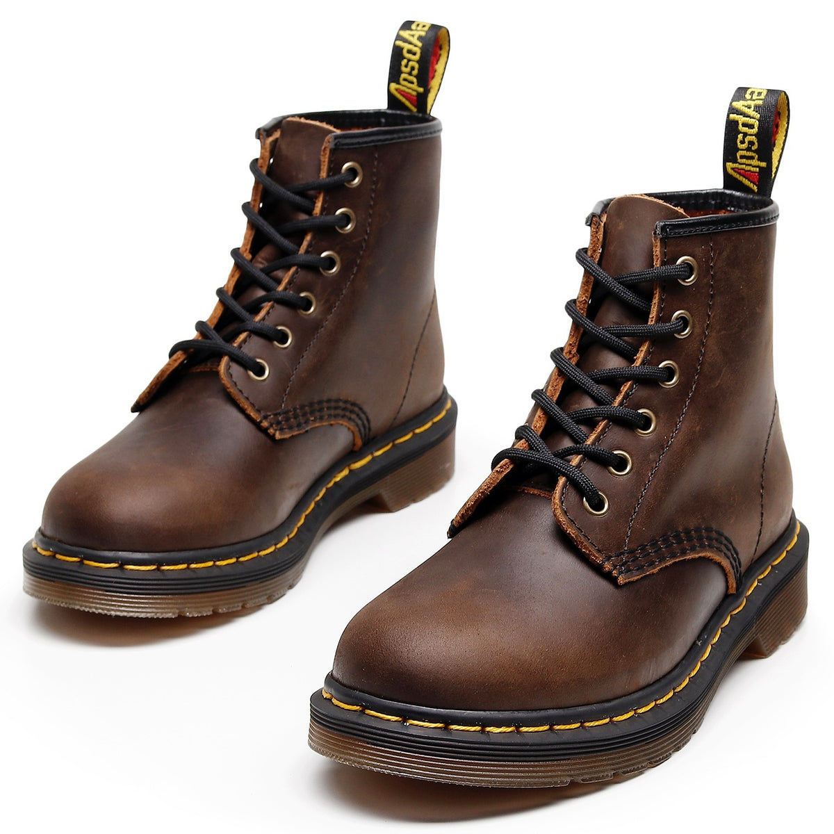 Women's & Men's Crazy Horse Dark Brown Motorcycle Retro British Style Short Round Women's Leather Boots