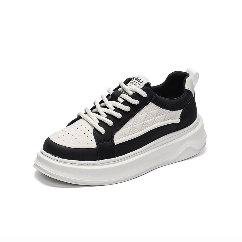 Men's Autumn White Thick Bottom Solid Color Surface Light Sneakers