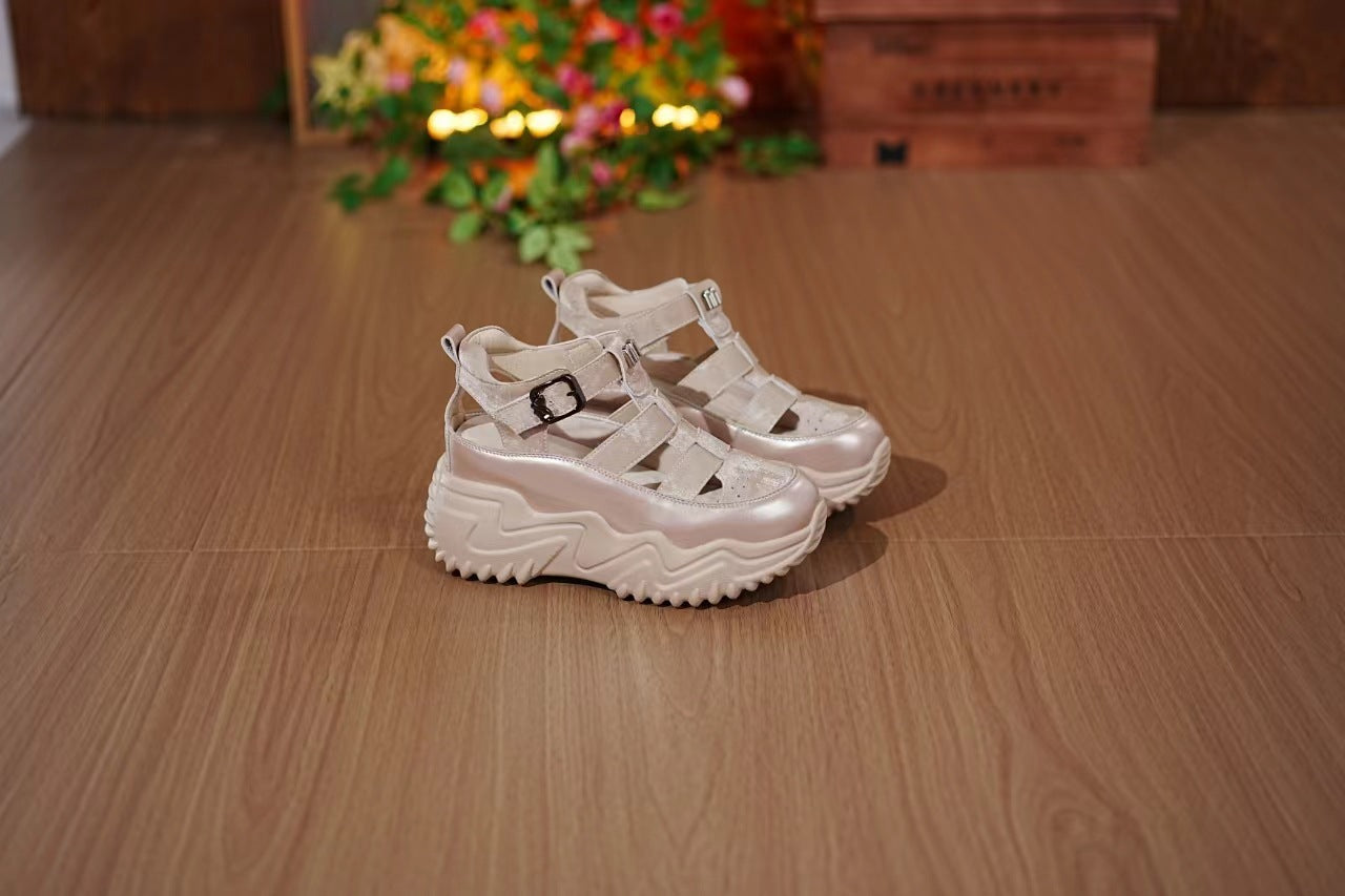 Women's Increasing Insole Dad Summer Versatile Korean Style Thick Bottom Hollow Women's Casual Shoes