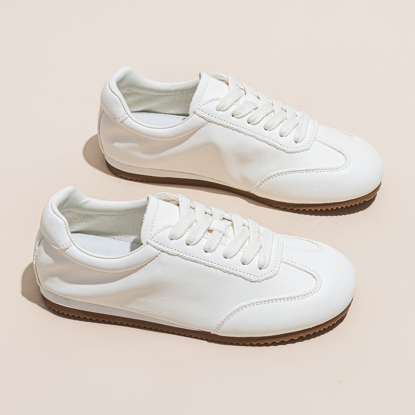 Women's White Summer First Layer Cowhide Platform Elevator Wild Casual Shoes