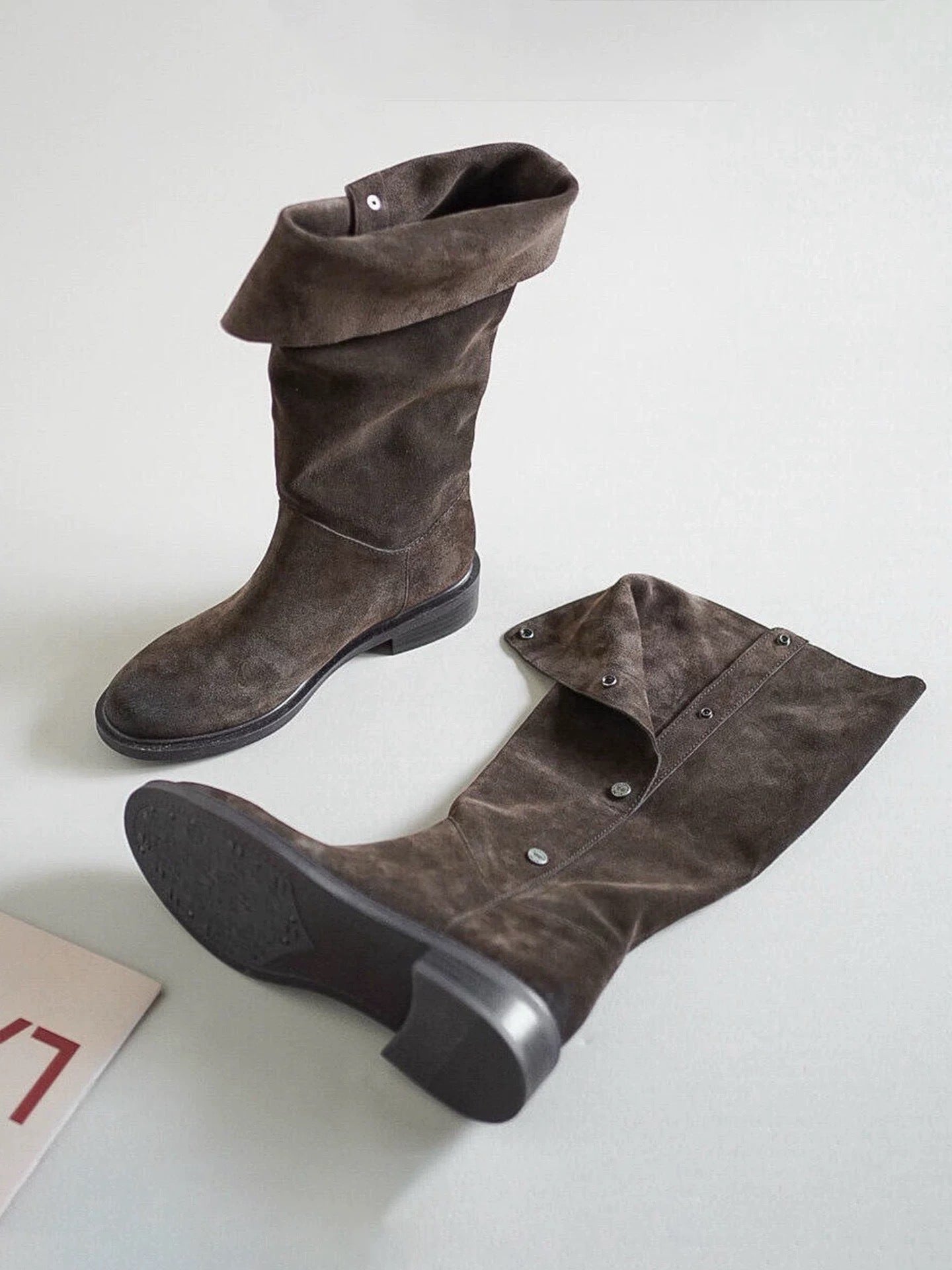 Vintage Suede Round Head Chunky Pile Boots