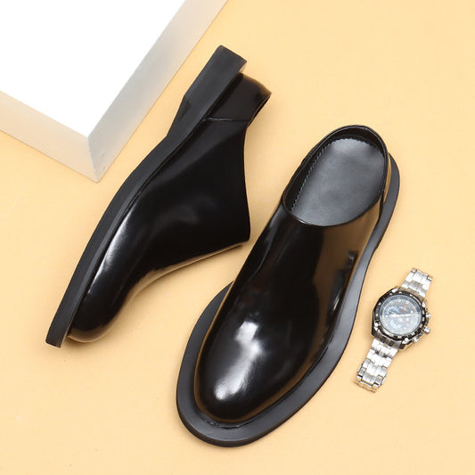 Men's Half Summer Thick Bottom Genuine Glossy Sandals