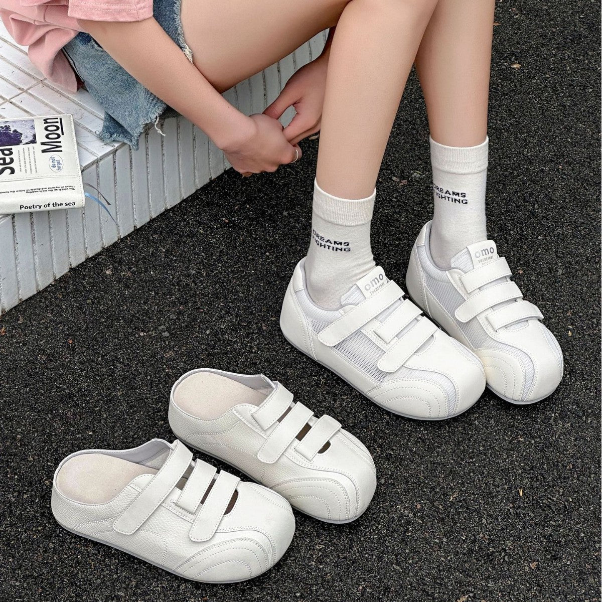 Women's Summer Platform Hidden White German Training Velcro Versatile Casual Shoes
