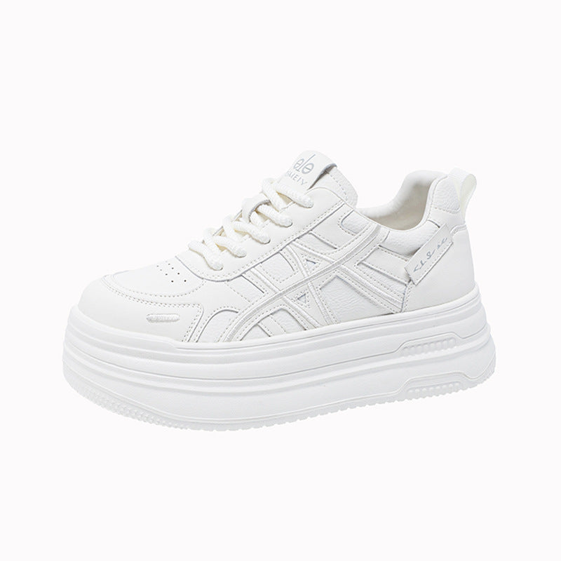 Women's White Spring Board Flat Soft Bottom Ultra Light Large Women's Casual Shoes