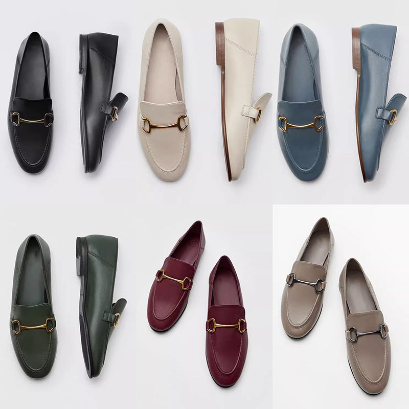 Women's Breathable Soft Buckle Slip-on Step-on Lazy Loafers