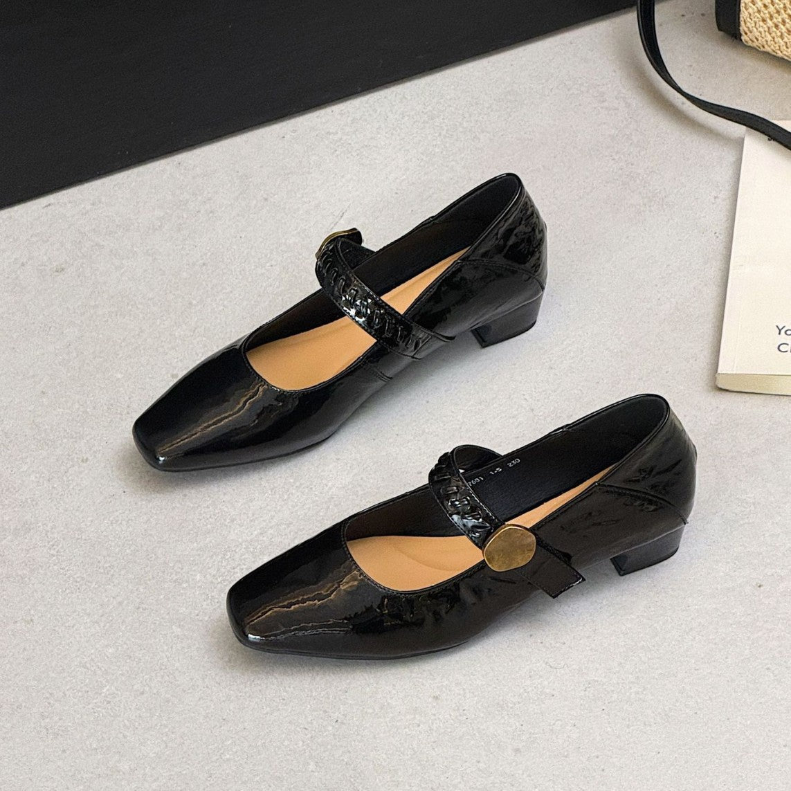 Women's Chunky Low Patent Formal Wear Low-cut Square Women's Fashion Shoes