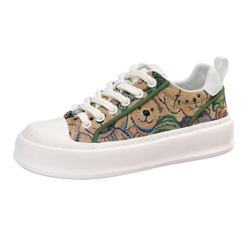 Men's Spring Chinese Style Breathable Plaid Lace Canvas Shoes