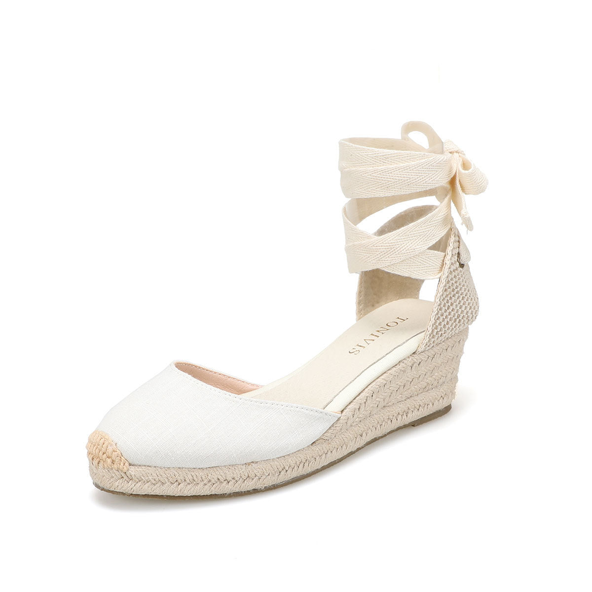 Women's Solid Color Hemp Sole Strap Wedge Sandals