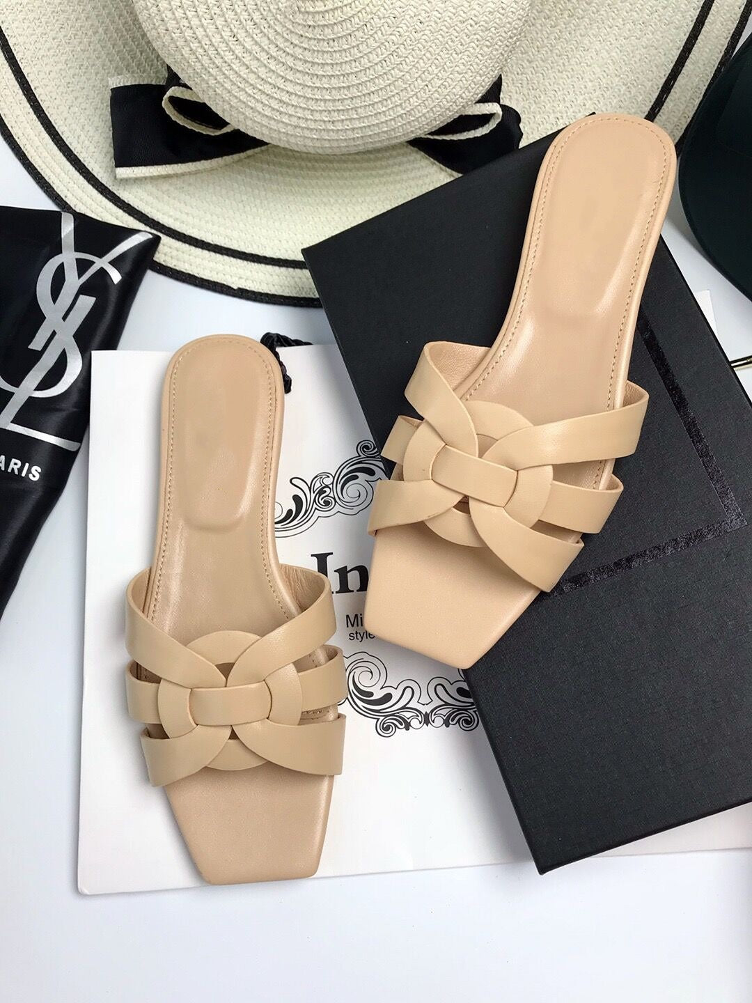 Women's Genuine Summer Weaving Flip-flops Large Size Heels