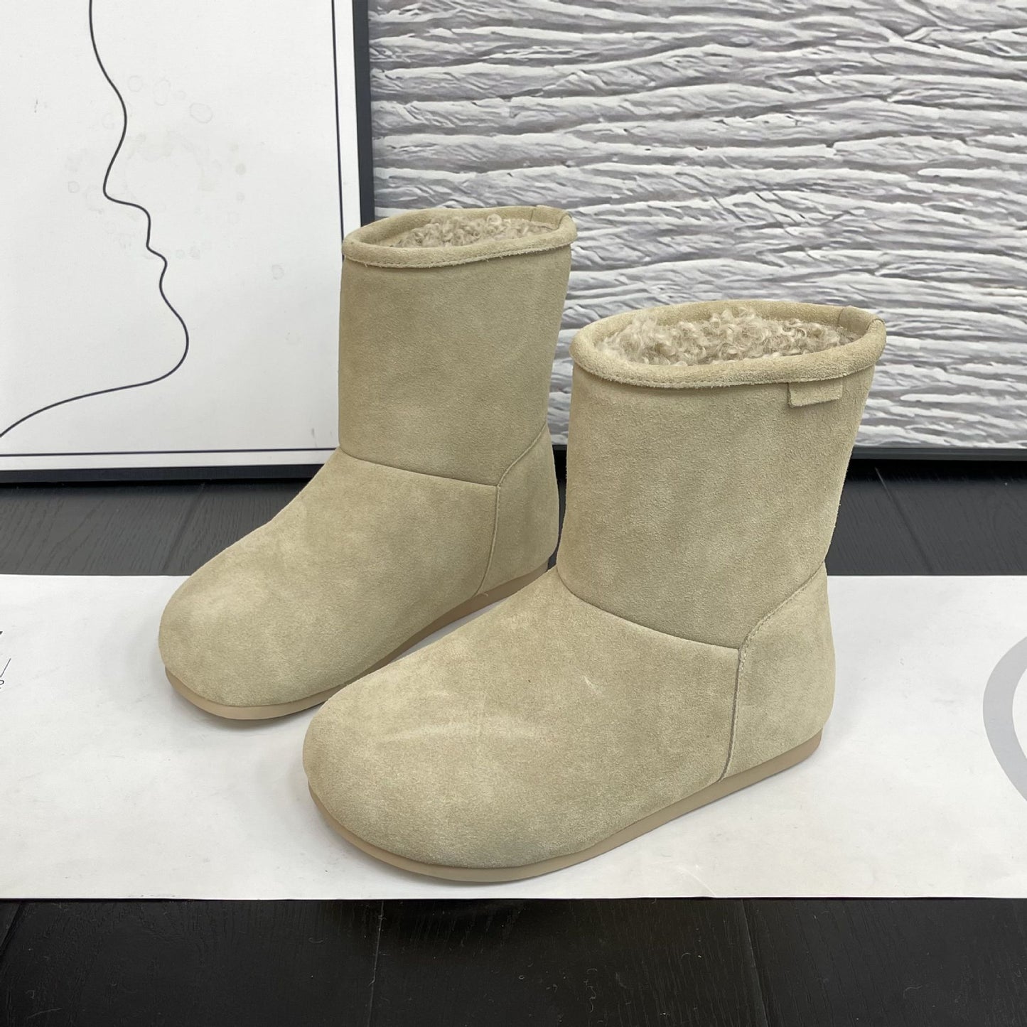 Women's Winter Frosted Cowhide Sheepskin Fur Integrated Sleeve Women's Shoes