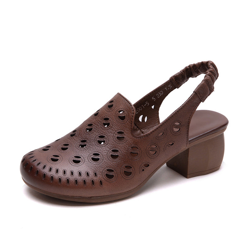Women's Summer Closed Toe Breathable Small Retro Classic Fashion High Heeled Sandals