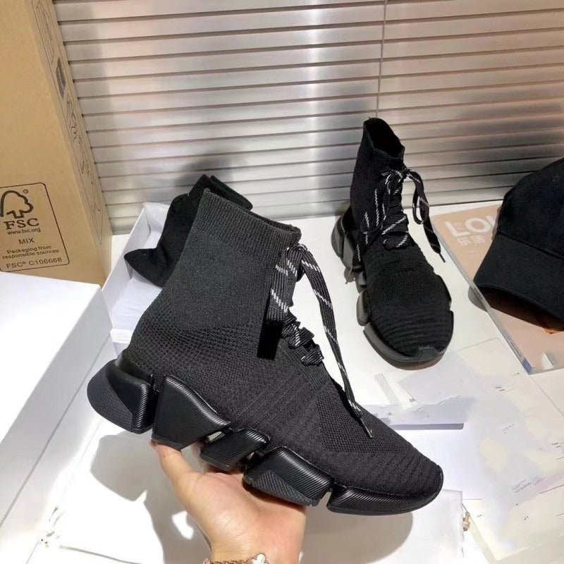 Women's & Men's Sock Stretch Knitted Platform Couple Socks Women's Casual Shoes
