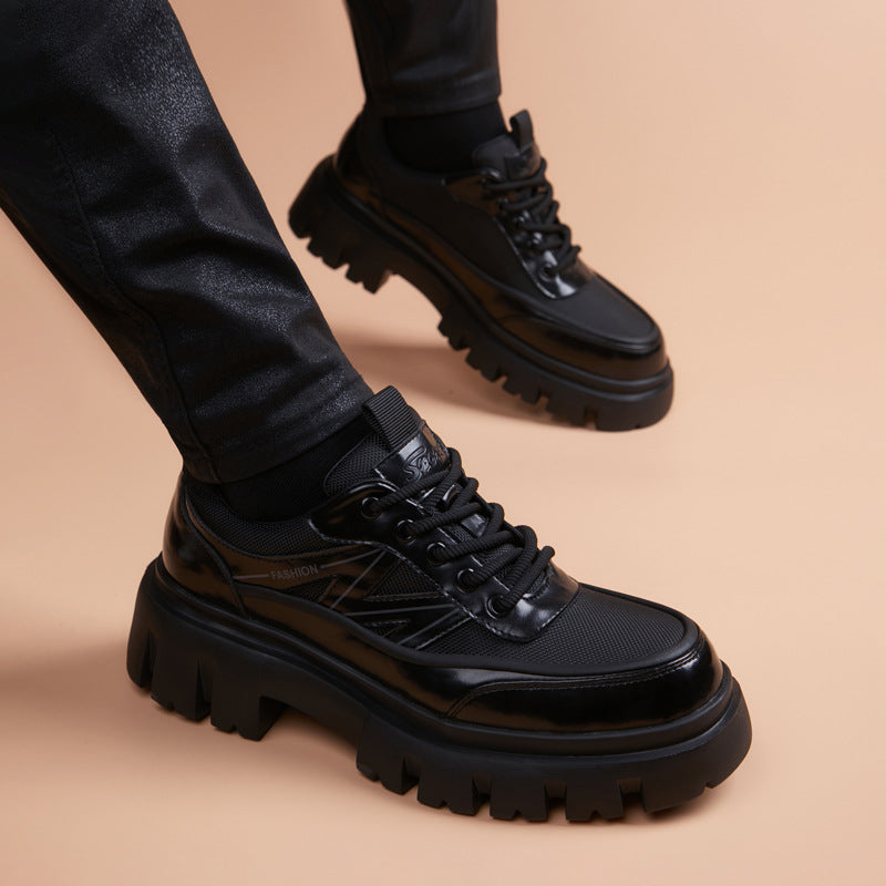 Men's Korean Style British Trend Thick Bottom Leather Shoes