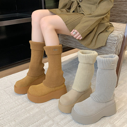 Warmer Knitted Calf Socks Thick Length Boots