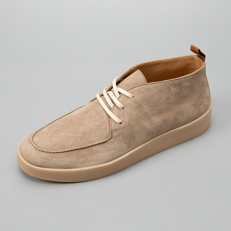Men's Desert Apricot Fashion Versatile Retro British Style Men's Casual Leather Shoes