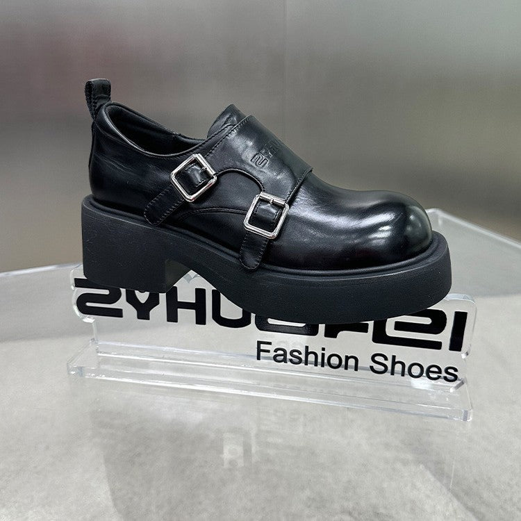 Women's Platform Round Head European Goods Retro Easy Matching British Style Loafers