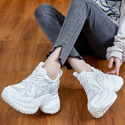 Women's Breathable Clunky Platform Mesh Surface Small Sneakers