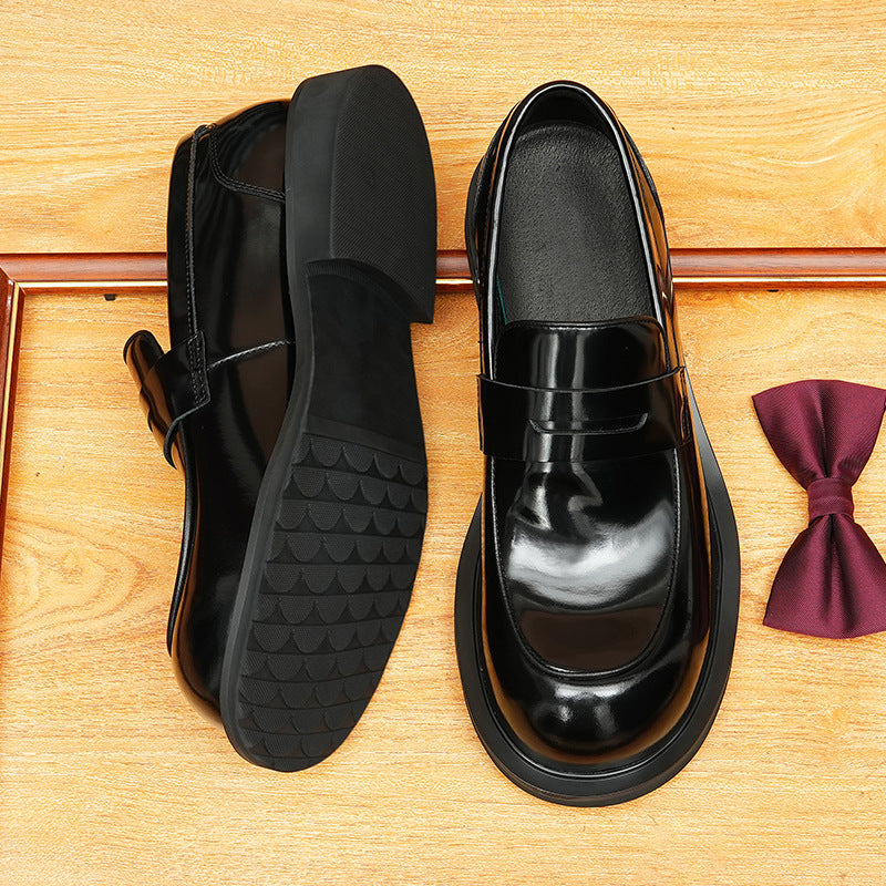 Men's Foot Big Head High-grade Glossy Slip-on Men's Business Leather Shoes