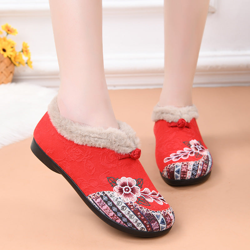 Old Cloth Cotton Embroidered Bag Fluffy Women's Shoes