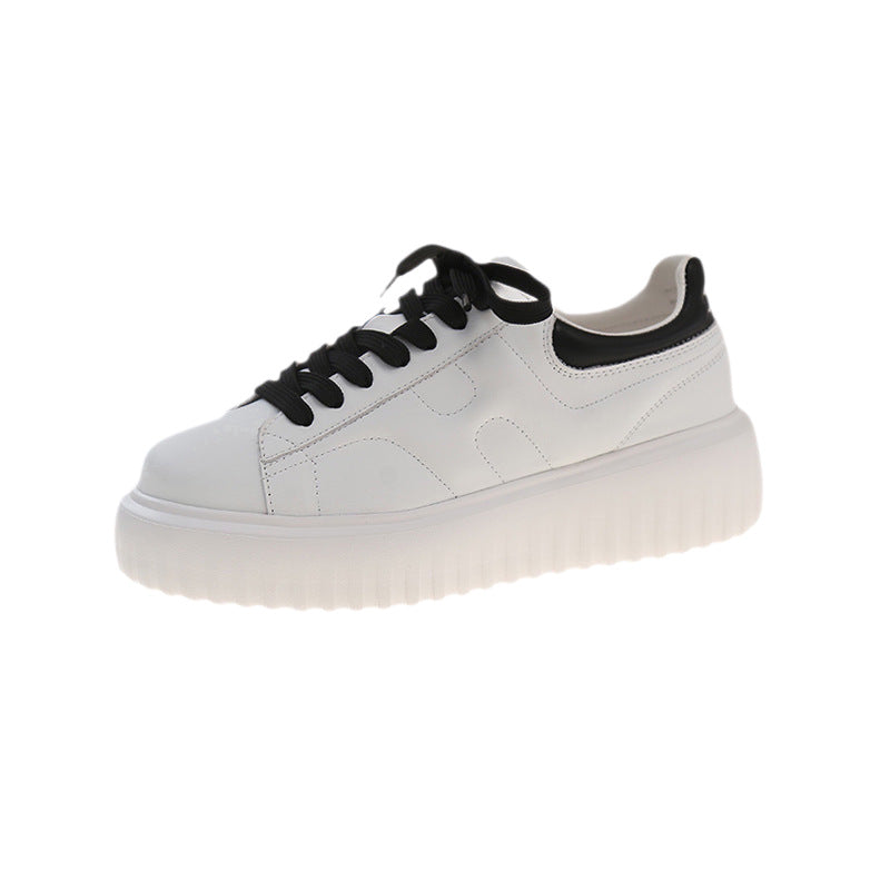 Women's Layer Cowhide Platform White Spring Sports Women's Casual Shoes