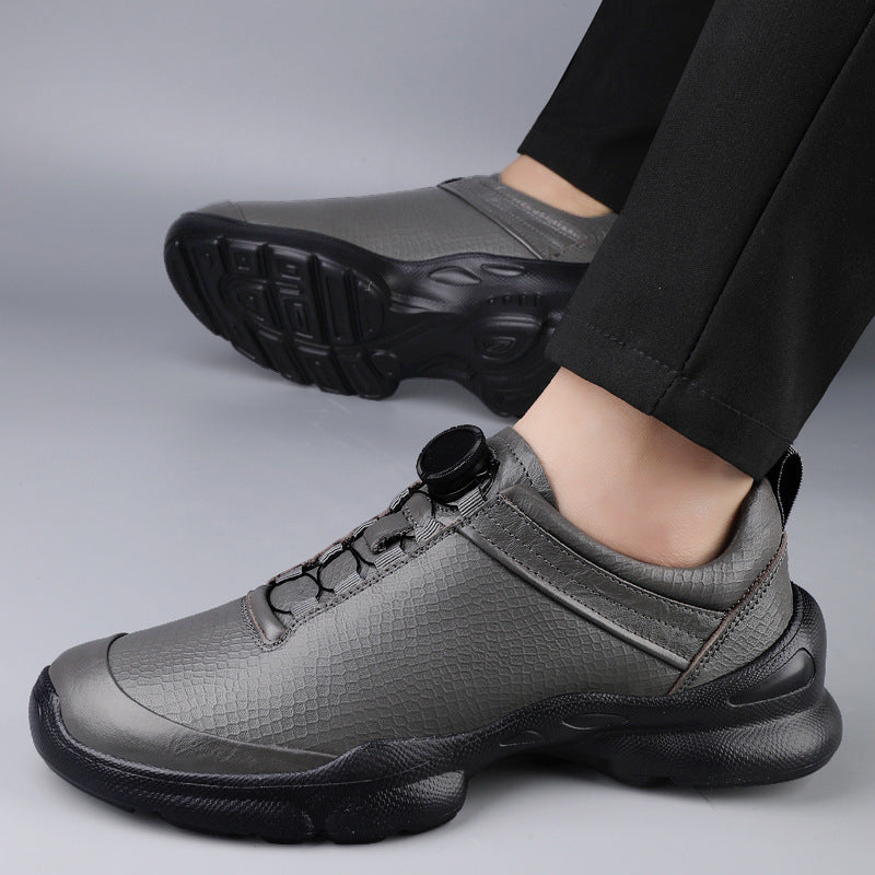 Men's Buckle Dad First Layer Cowhide Comfortable Thick Bottom Hight Increasing Men's Sports Shoes