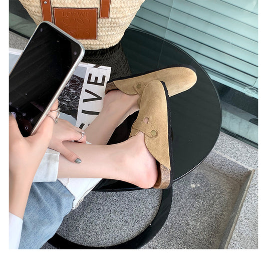 Women's Toe Cap Semi Platform Fluffy Slip-on Slippers