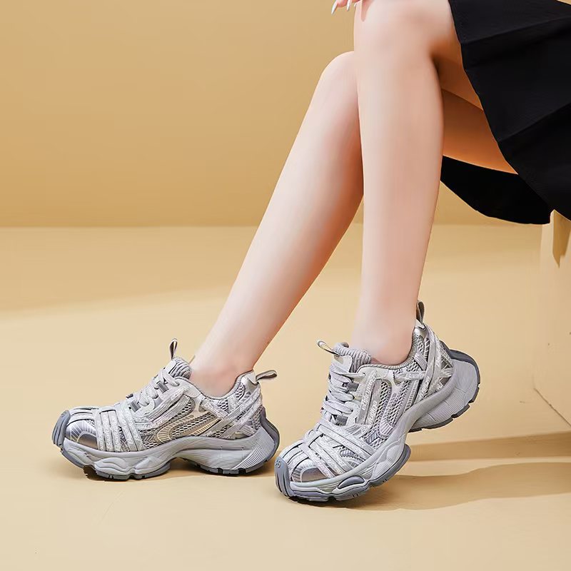 Women's Breathable Mesh Platform Heightened Daddy Autumn Casual Shoes