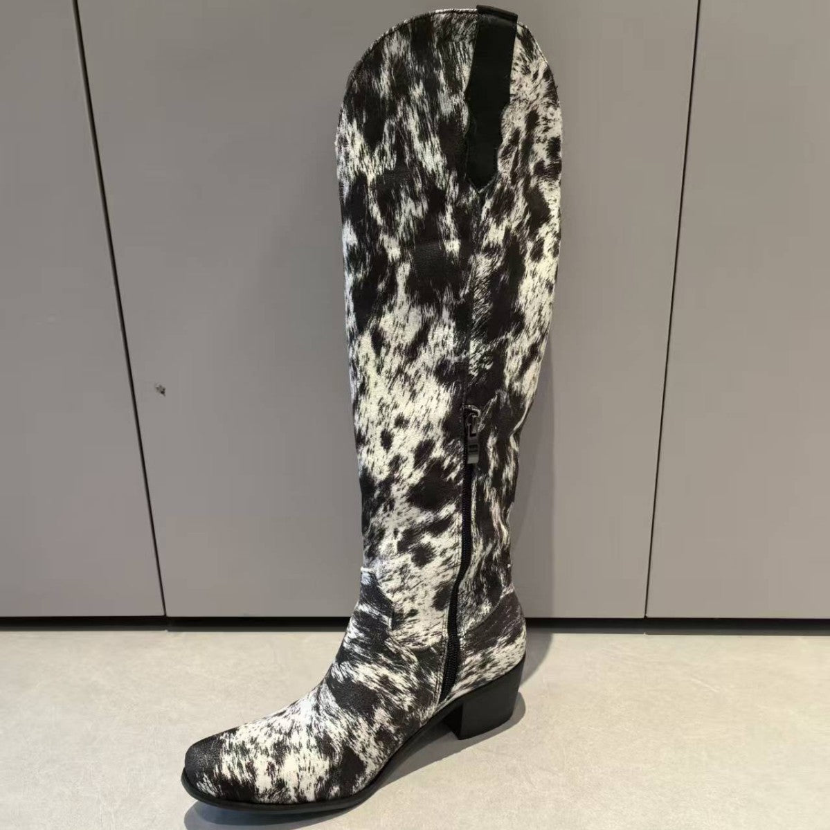 Suede Printed Large Size Height Knight Women's Leather Boots